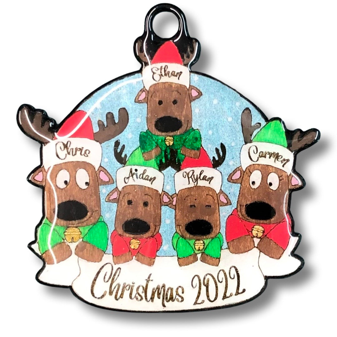 Personalized “Reindeer in Caps” Ornament Same Sex Couple Families!