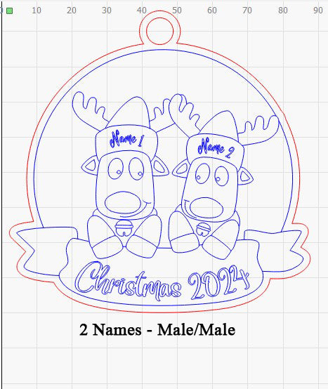 Personalized “Reindeer in Caps” Ornament Same Sex Couple Families!