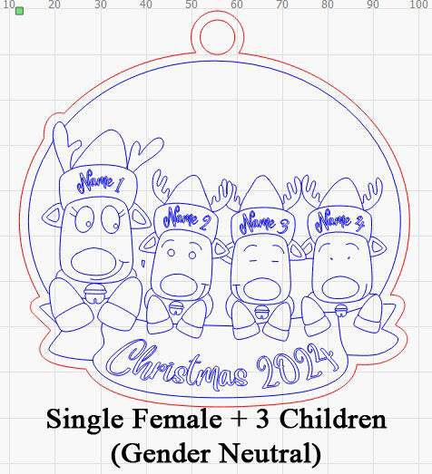 Personalized “Reindeer in Caps” Ornament for Single Parent Families!