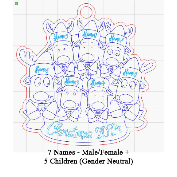 Personalized “Reindeer in Caps” Ornament for Singles and Opposite Sex Couple Families!