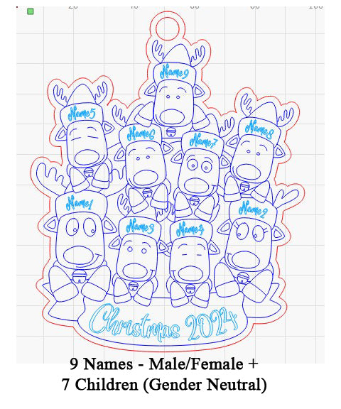 Personalized “Reindeer in Caps” Ornament for Singles and Opposite Sex Couple Families!