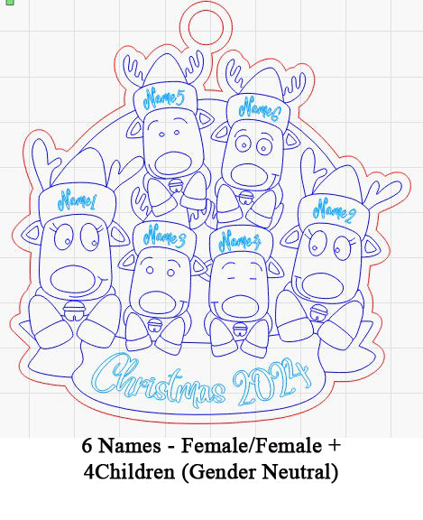 Personalized “Reindeer in Caps” Ornament Same Sex Couple Families!