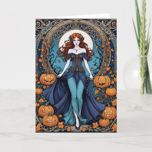 Autumn Art Nouveau I  - 5x7 inch Notecard