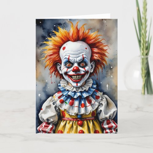 Creepy Cartoon Clown I - 5x7 inch Notecard