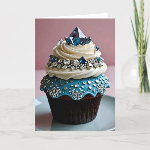 Jewel Encrusted Cupcake V - 5x7 inch Notecard