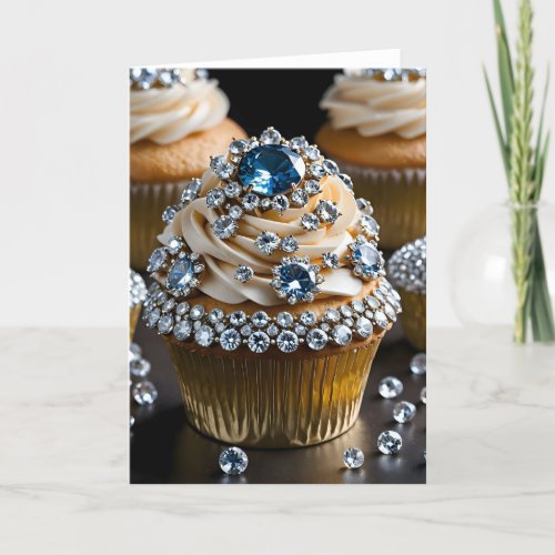 Jewel Encrusted Cupcake XII - 5x7 inch Notecard