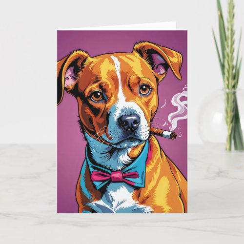 Puppy with Cigarette - 5x7 inch Notecard