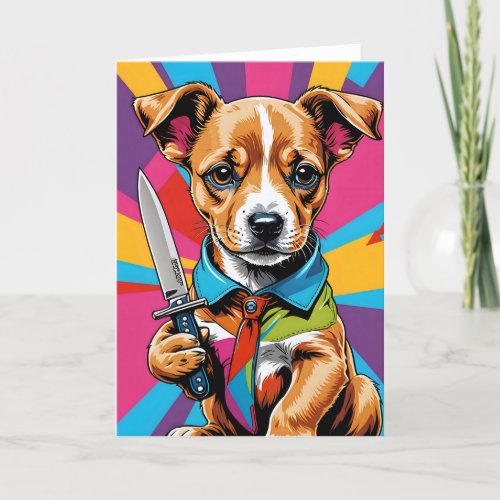 Puppy with a Knife I - 5x7 inch Notecard