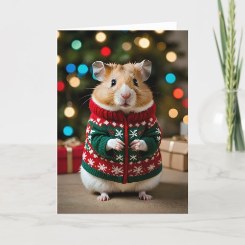 Wooly Holiday Hamster I - 5x7 inch Notecard