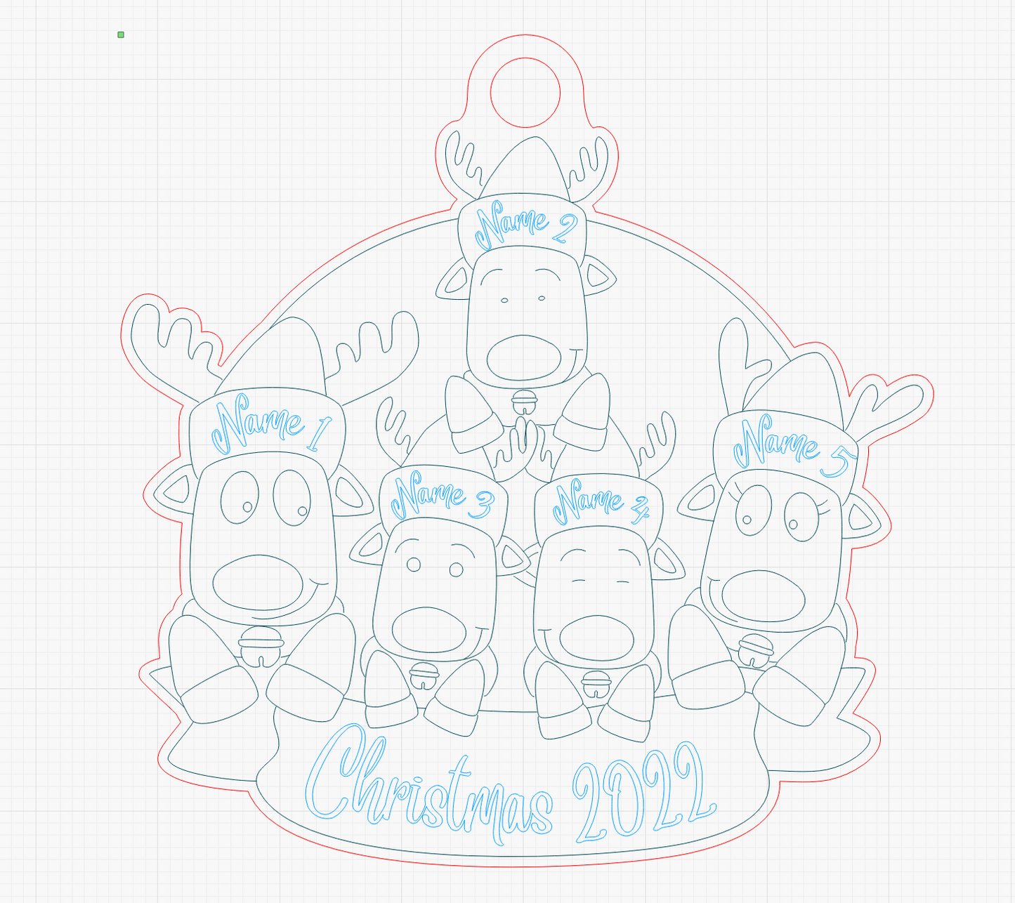 Personalized “Reindeer in Caps” Ornament (All Families including LGBTQ+ Families!)